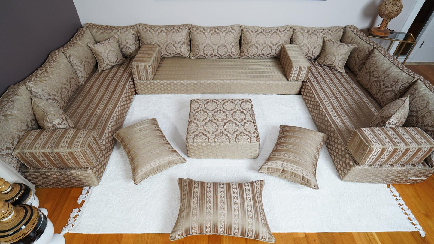arabicsofa Traditional Arabic Floor Seating Couch – Handmade Moroccan Style Floor Cushions for Guest Room