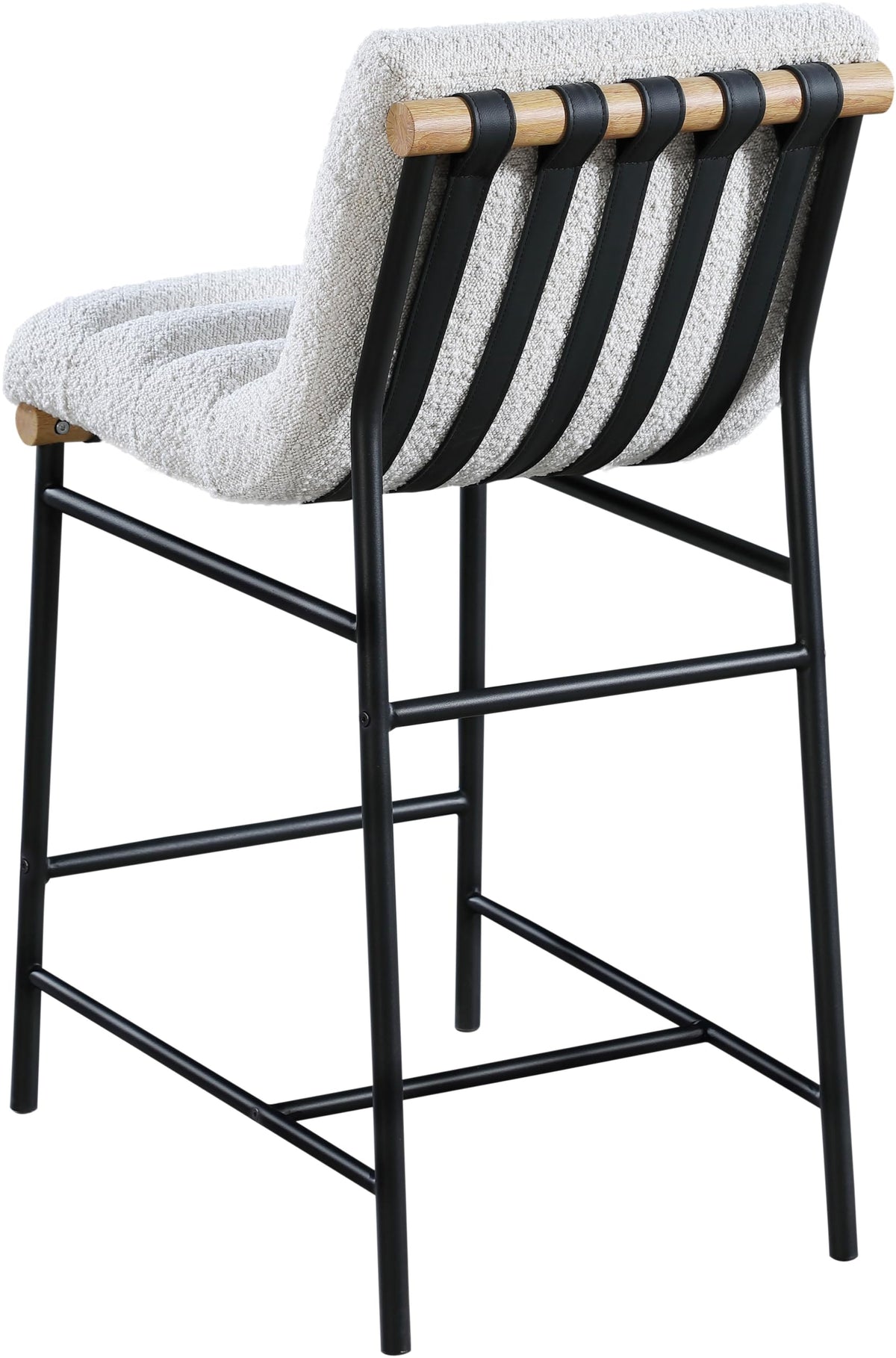 Meridian Furniture 857Cream-C Burke Collection Modern | Contemporary Boucle Fabric Upholstered Counter Stool, Cream, 18" W x 24" D x 37.5" H