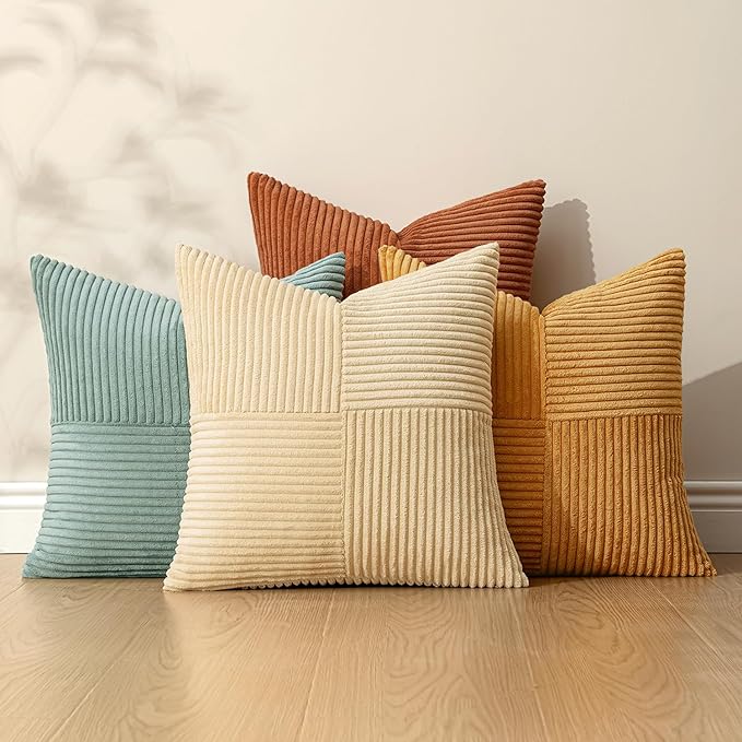 MIULEE Boho Farmhouse Decorative Throw Pillow Covers 18x18 Inch 4 Packs Soft