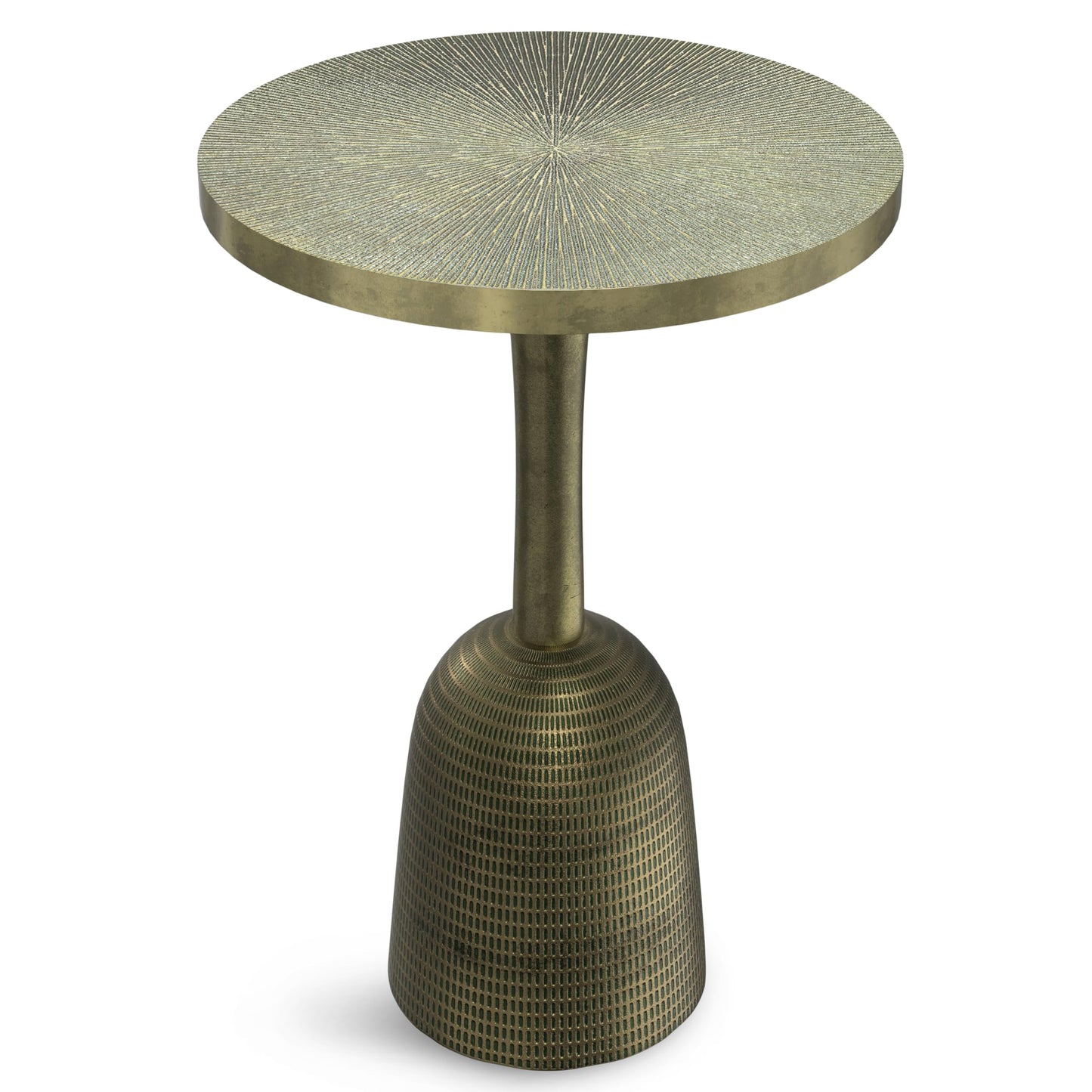 SIMPLIHOME Amalie Metal Side Table in Green Patina, 16-inch Round, 23.5-inch Tall, Vintage-Inspired Cast Aluminum Accent Table for Living Room