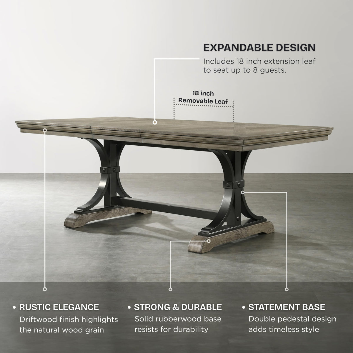 Roundhill Furniture Birmingham Dining Set, One Size, Driftwood Finish