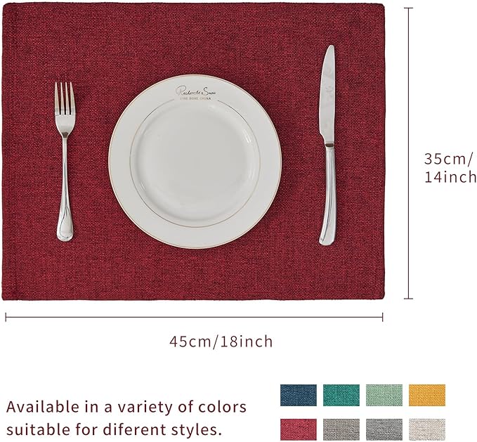 BALCONY & FALCON Placemats Set of 6 Faux Linen Cloth Place Mats Washable