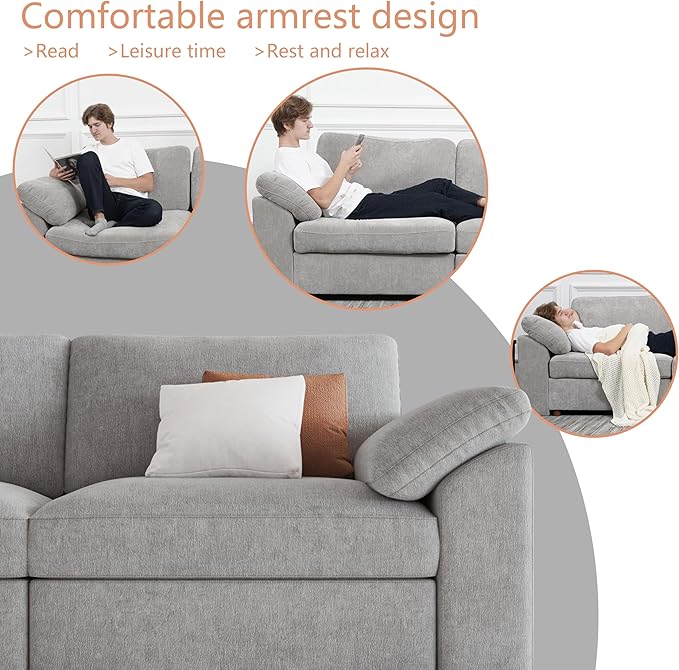 EASE MOOSE Oversized L Shape Sectional Couch, Extra Large Deep seat Gray