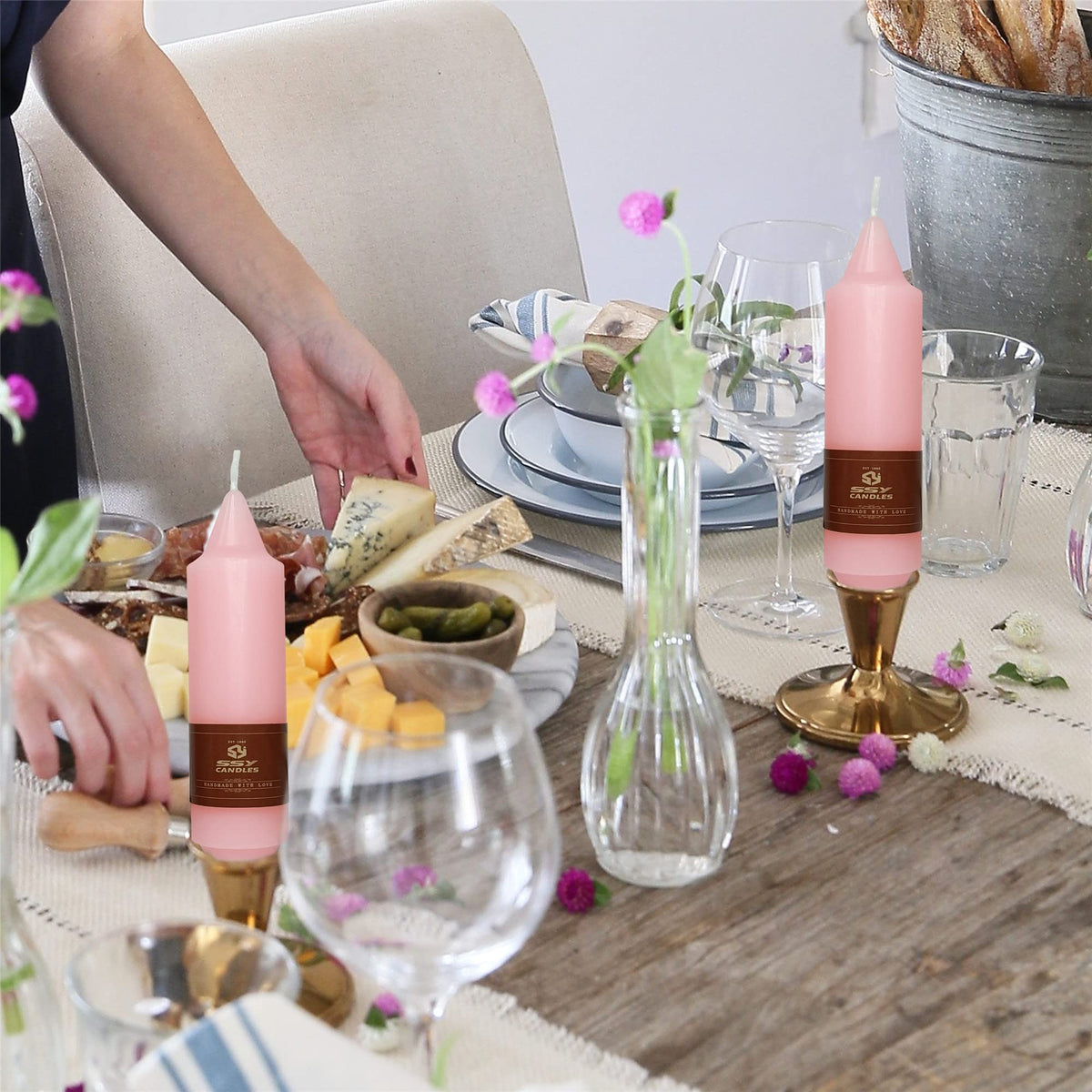Pink Candlesticks Short Taper Candles,Gedengni 4pcs Cute Candle Sticks 5 Inch Mini Tapered Candle Dripless Candles Wax for Home Dinner Weddings Festive Holiday Decor,7D4PC-PINK