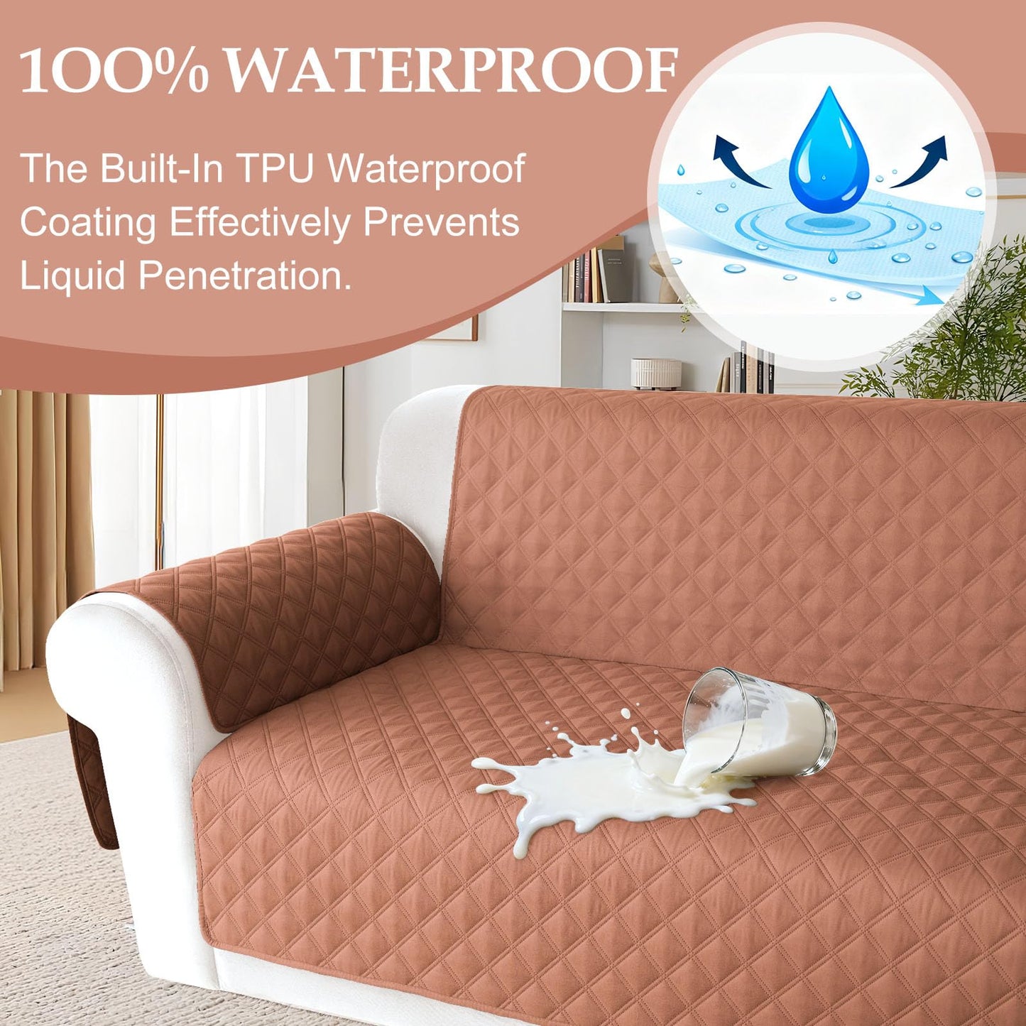 HDCAXKJ Waterproof Sectional Couch Cover L Shaped Sofa Covers Washable Corner Sectional Slipcovers Dog Pet Proof U Shape Furniture Protector with Upgraded Anti Slip Strips (X-Large, Brick Red)