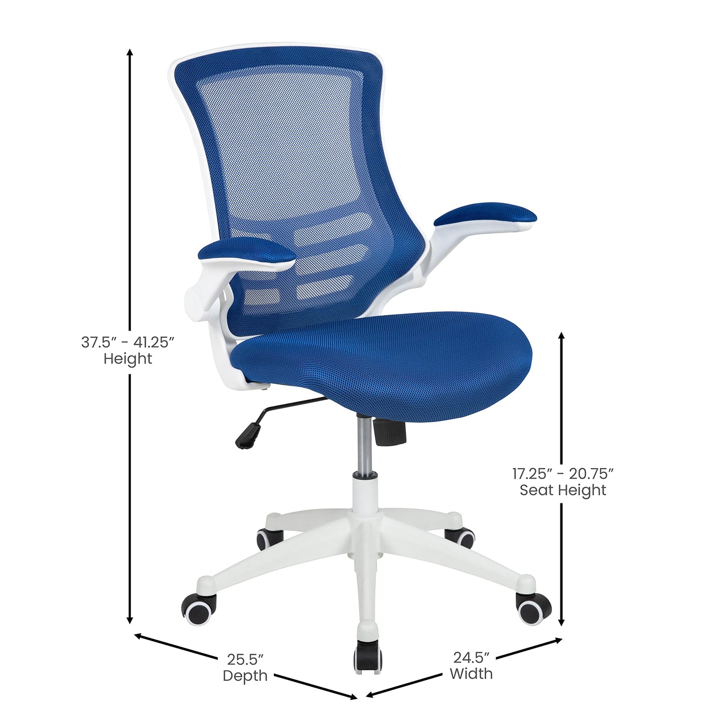 Flash Furniture Kelista Office Chair, Ergonomic, Mid-Back, White Frame, Blue Mesh with Swivel