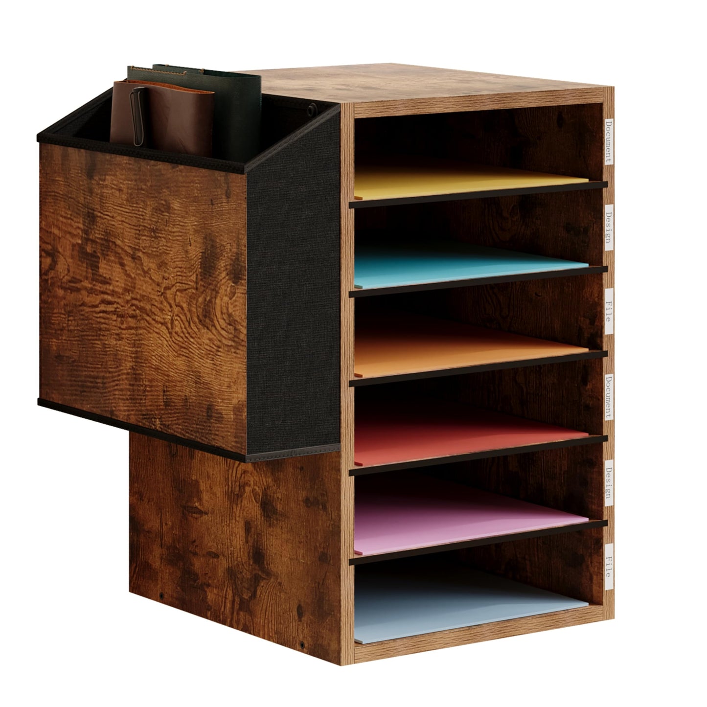 Unionly, 6 Tier Adjustable Countertop Mail Sorter, Mailboxes With Name Slots, Literature Organization Paper Storage Slot, Office Desk File Organizer, Wooden Desktop Mailbox for Classroom, Rustic Brown
