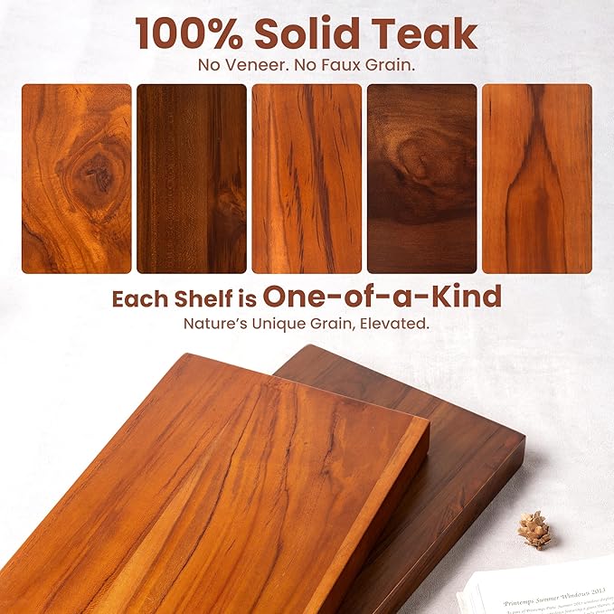 32 Inch Teak Floating Shelves Set of 2