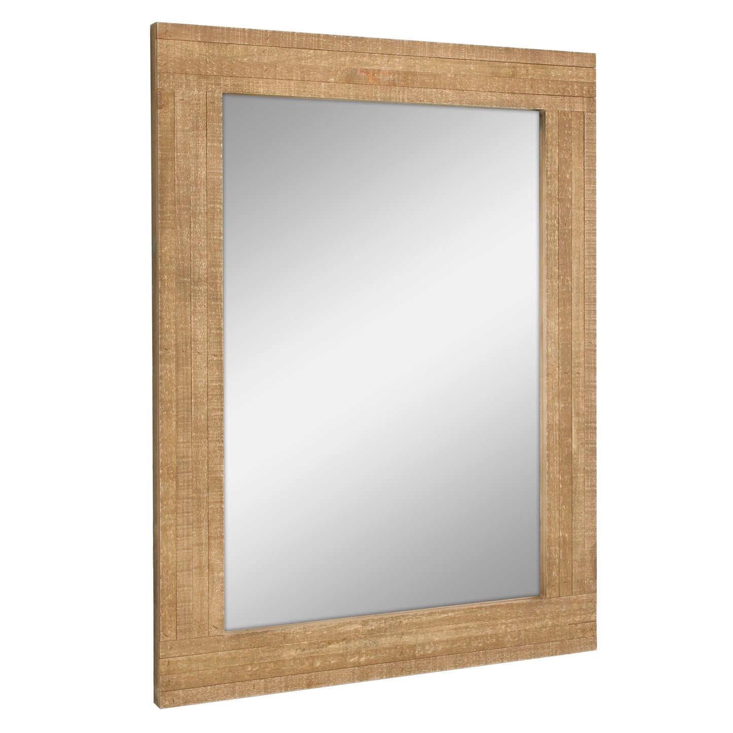 Stonebriar 24" x 18" Rectangle Natural Wood Frame Wall Mirror with Attached Hanging Brackets, Decorative Country Rustic Decor for the Living Room, Bedroom, Bathroom, Hallway, and Entryway