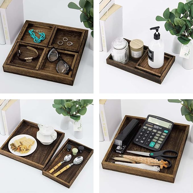 3-Piece Wooden Serving Tray Set