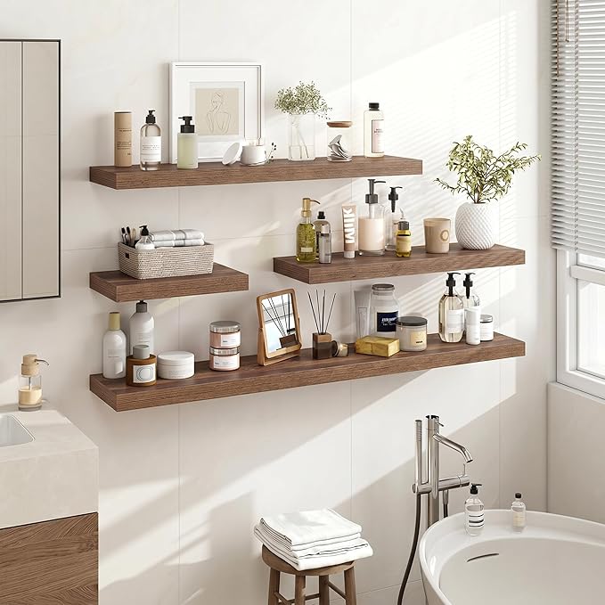 Acovy 55 Inch Floating Shelves, Wooden Shelves