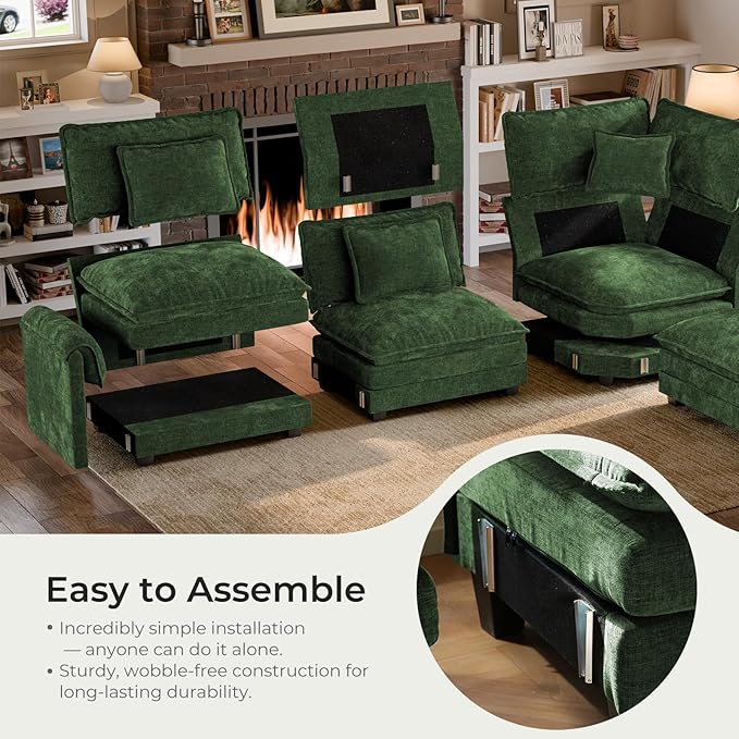 ELUCHANG 116" U Shaped Modular Sectional Cloud Couch