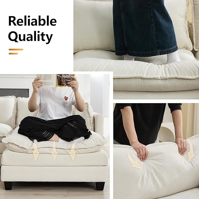111'' Sectional Cloud Deep Seat Couch, Modern Comfy Chenille Modular Sectional