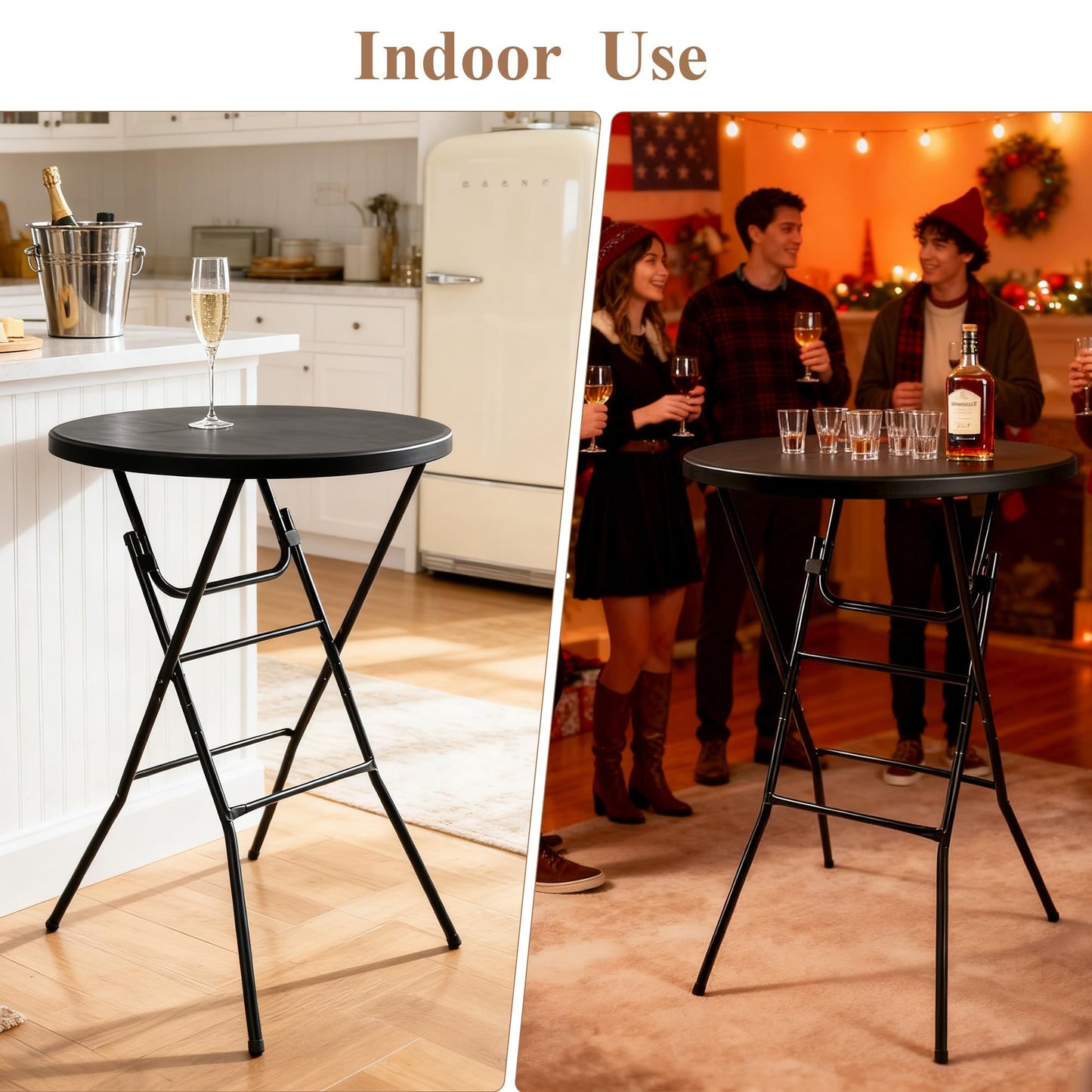 aoole Cocktail High Top Table, D32 x H43.3 Folding Round Table with Removable Legs, Foldable Bar Tables, Pub Tables for Weddings, Parties, Bistroa, Patio, Business Events (Black, Set of 1)