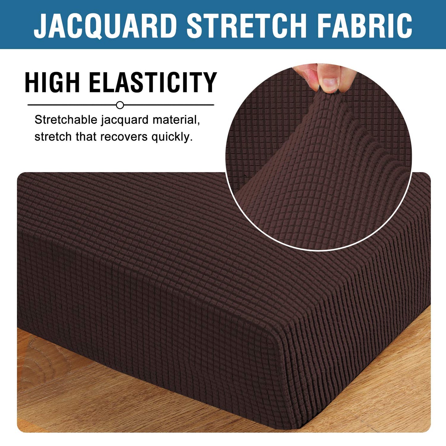 H.VERSAILTEX Multi-Pieces Sofa Slipcovers for 3 Seat Cushion Couch High Stretch Couch Cushion Covers Jacquard Textured Twill Fabric(3 Seat Covers Plus 3 Back Cushion Covers, Chocolate)