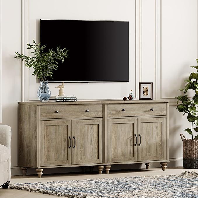 WAMPAT Farmhouse TV Stand for 75 inch TV