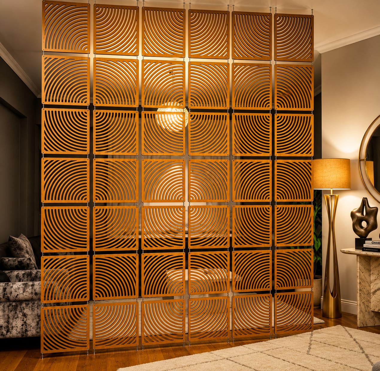 Woodtuct Teak Hanging Room Divider Panels, Set of 12