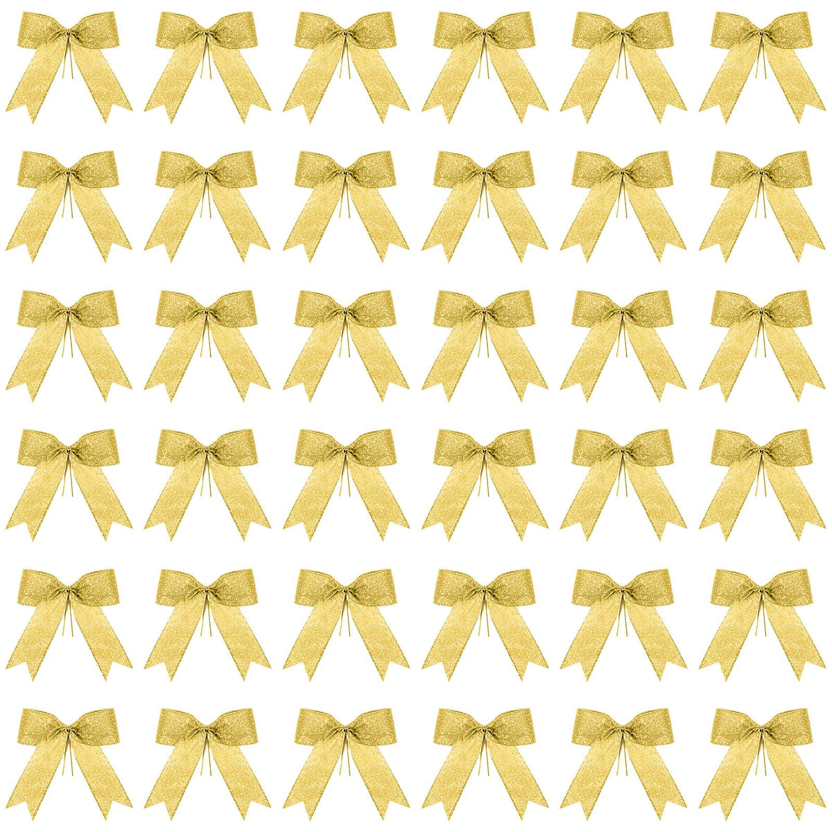 Sumind 36 Pieces Gold Christmas Tree Glitter Bows, 5 x 4 Inch Tie Ribbon Twist Tie Bows for Treat Bags Gift Wrapping Basket Wedding Birthday Valentine Christmas Tree Wreath Garland Decoration