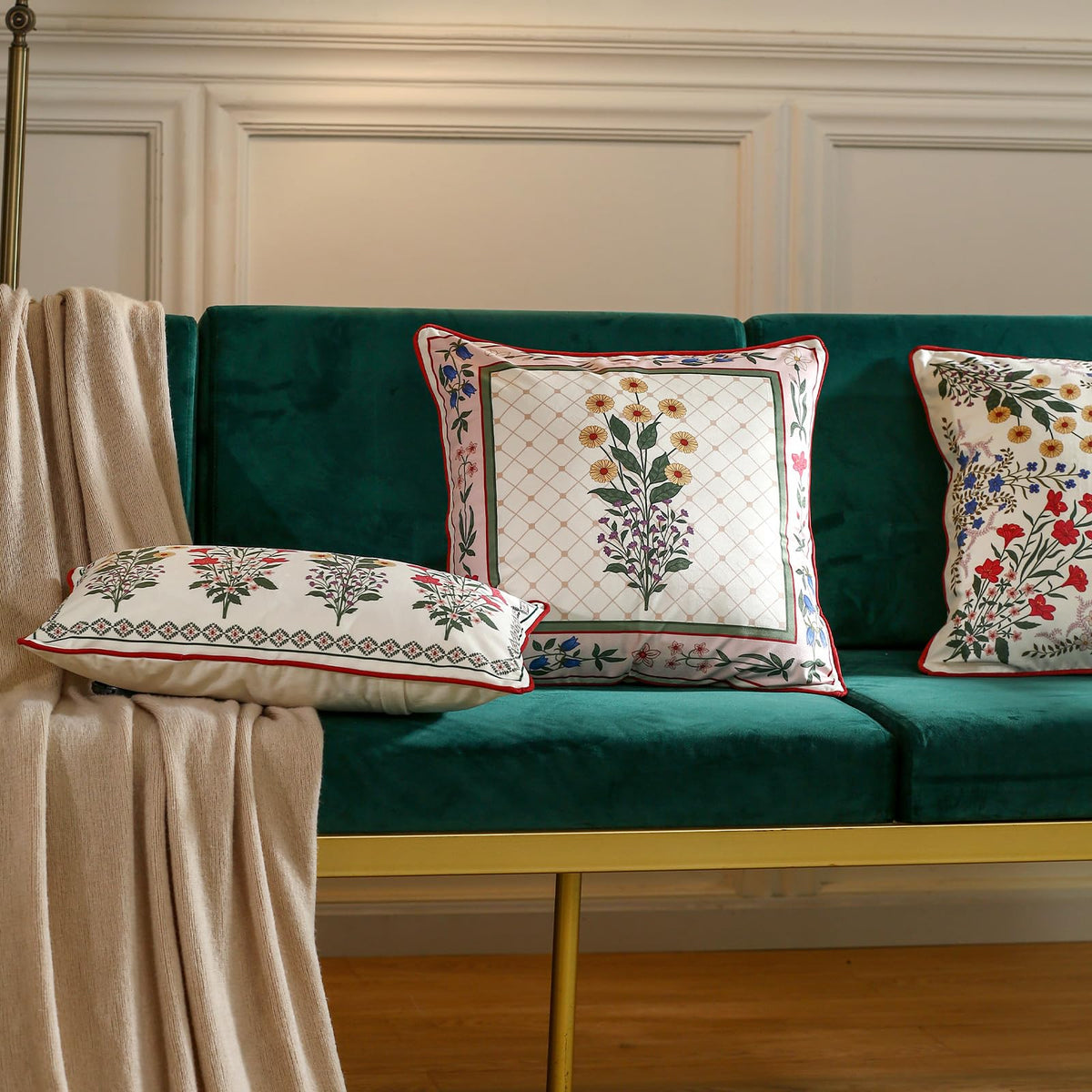 ISAENNE Designer Velvet Throw Pillow Cover,18"x18" Set of 2-Bertina B