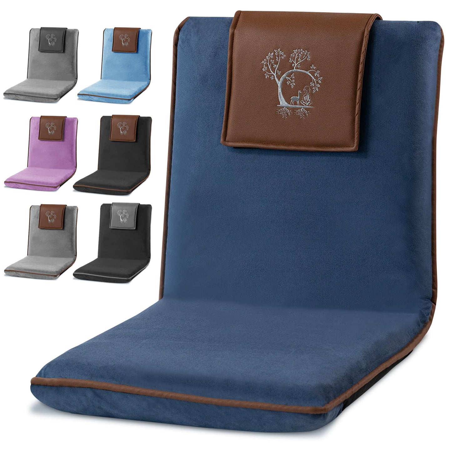 Adjustable Japanese Floor Chair with Back Support for Adults | Premium Meditation Chair for Seating, Yoga & Gaming -Folding Backjack Floor Chair with 6 Recline Positions, Thick Padding & Vegan Leather