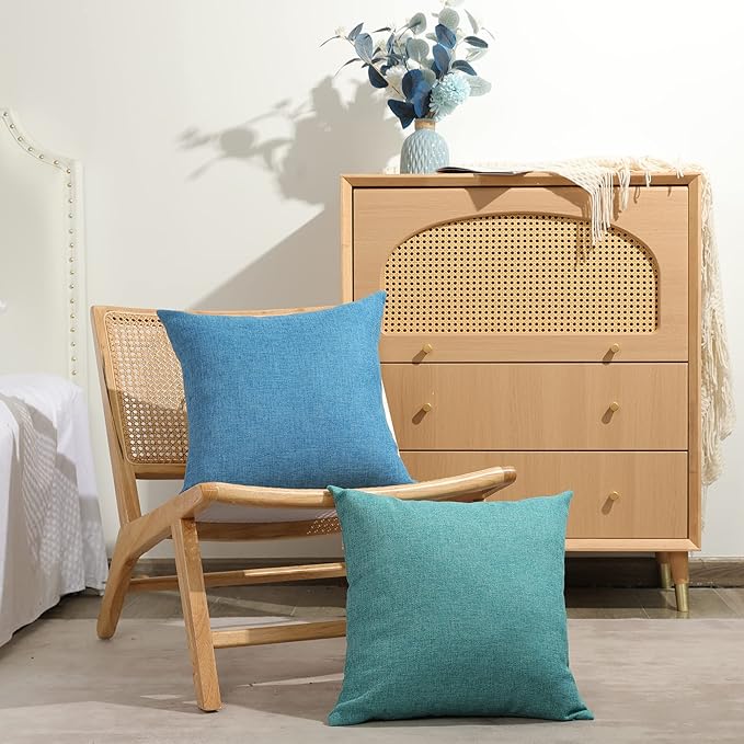 Stellhome Pack of 2 Linen Throw Pillow Covers Solid Fall Decorative Cushion