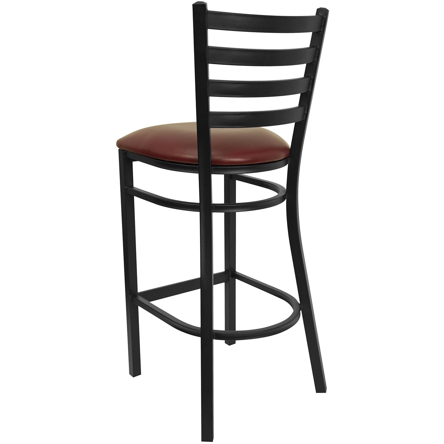 Flash Furniture HERCULES Series Black Ladder Back Metal Restaurant Barstool - Burgundy Vinyl Seat (Pack of 2)