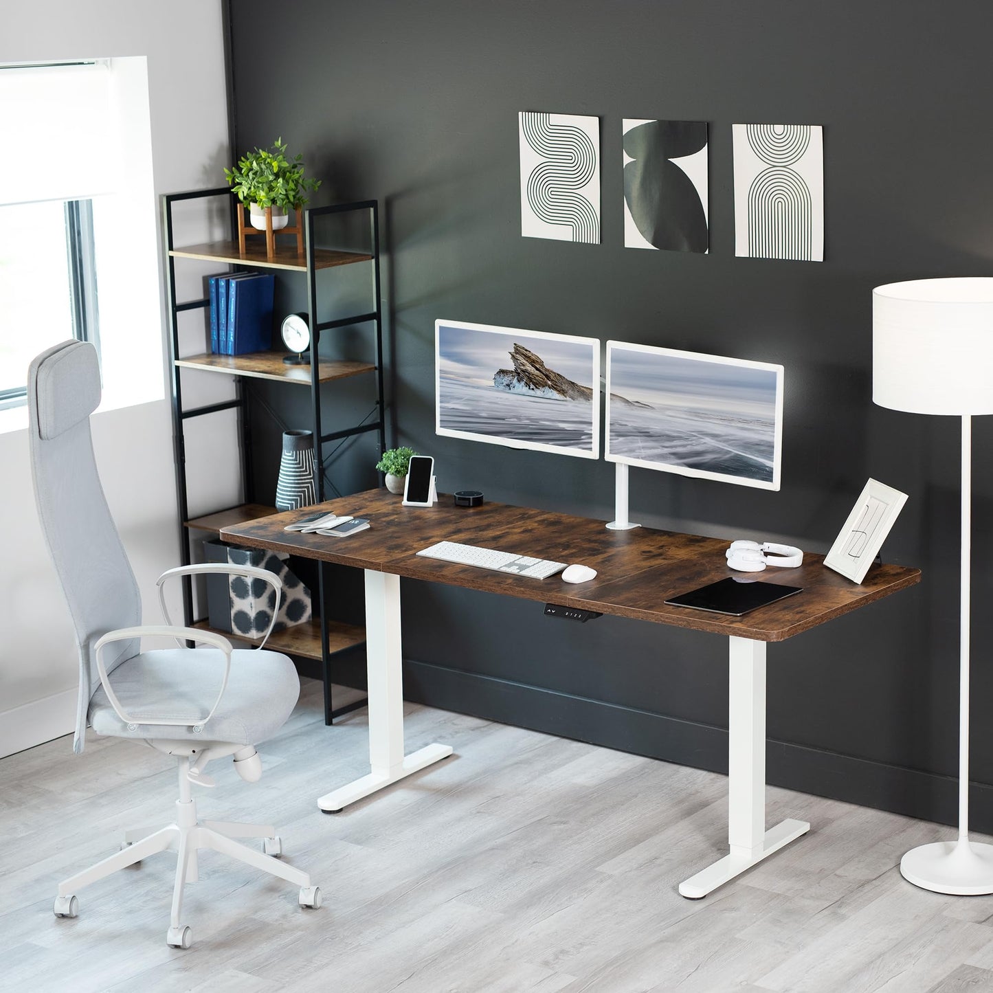 VIVO Electric Dual Motor Standing Desk Frame for 41 to 82 inch Table Tops, Frame Only, Ergonomic Standing Height Adjustable Base with Push Button Memory Controller, White, DESK-V122EW