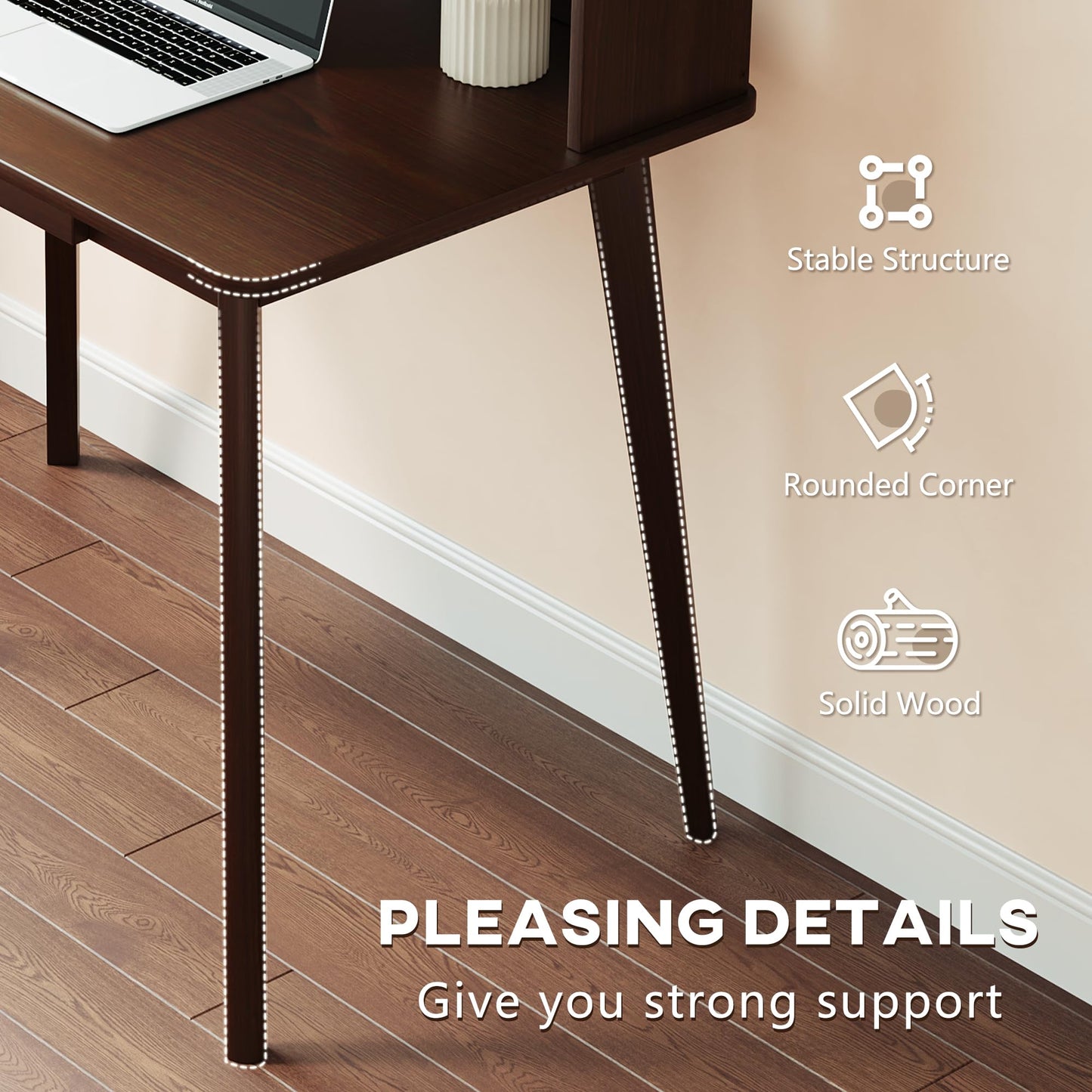 IOTXY Small Writing Desk with Hutch - 31.5" Work Computer Study Table with Drawer for Home and Office, Black Walnut
