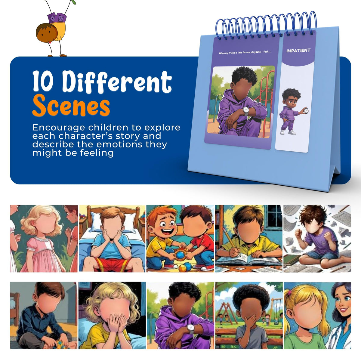 Thought-Spot Expressive Faces Flipbook | Emotions Wheel & Feelings Chart | Emotional Regulation Tool for Home, Class, Calm Down Corner | Helps Kids Learn Coping Skills | Autism Must-Have
