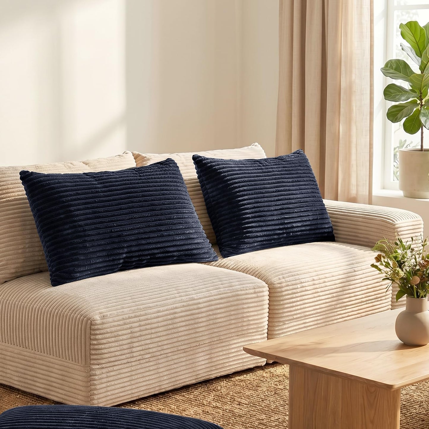 Throw Pillow for Boneless Couch, 33''x17'' Big Pillow, Cloud Sectional Couch with Deep Seat, Modern Modular L-Shape Sofa Couch with Chaise,Upholstered Boneless Couches for Living Room Bedroom (Black)