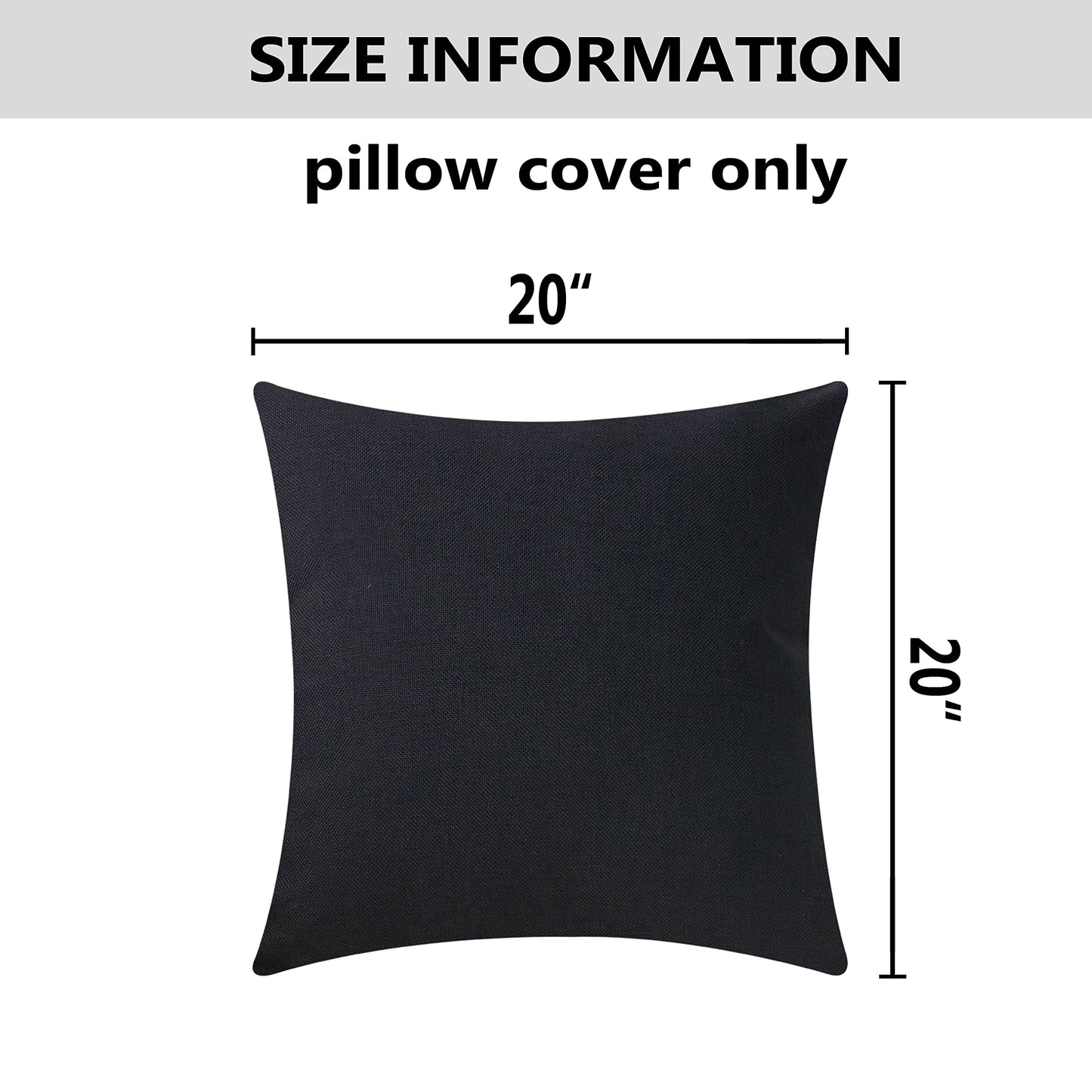 Home Brilliant Black Linen Pillowcases Euro Shams Decorative Throw Pillows for Couch Accent Cushion Covers for Bed, 20x20 inches(50cm), Black
