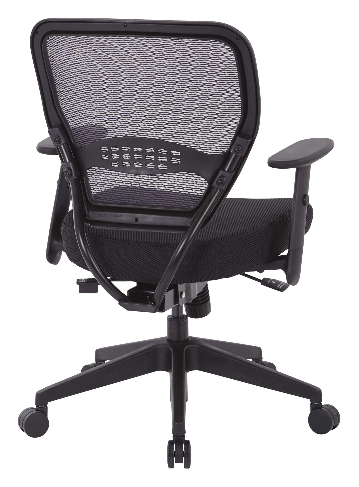 Space Seating 55 Series Air Grid Back Manager's Office Chair with Adjustable Angled Arms, Seat Slider and Angled Nylon Base, Black Fabric