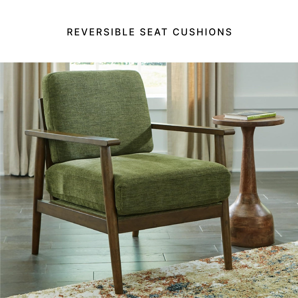 Signature Design by Ashley Bixler Mid-Century Modern Upholstered Showood Accent Chair, Green