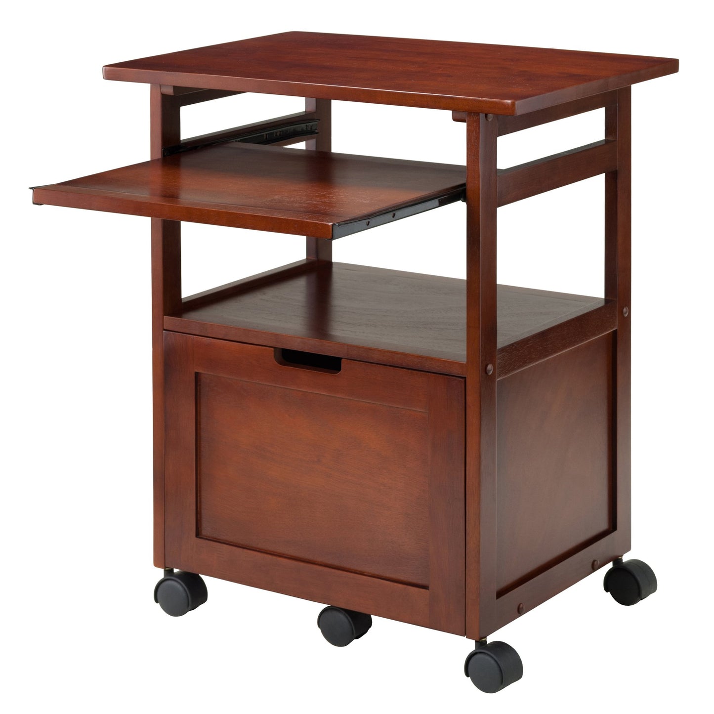 Winsome Piper 3-Shelf Wood Mobile Printer Stand, Brown (94427)