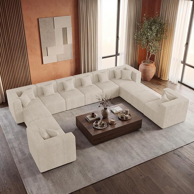 MONVANE Modular Sectional Sofa, Oversized 12 Seat Convertible U Shaped Couch