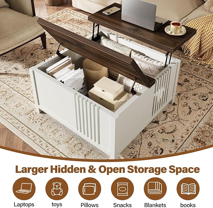 knoworld Farmhouse Lift Top Coffee Table
