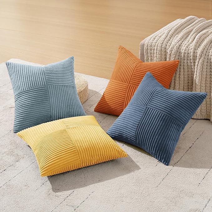 MIULEE Summer Yellow Blue Decorative Throw Pillow Covers 18x18 Inch Set of 4
