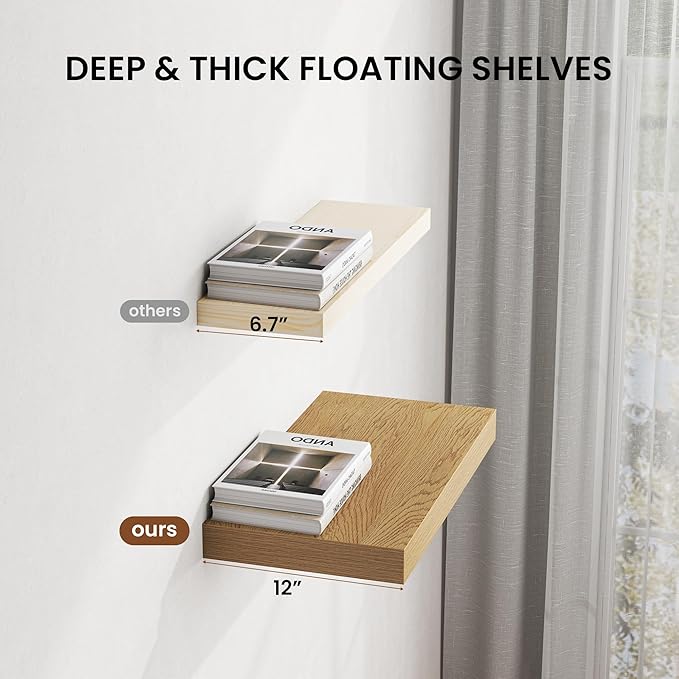 Dreamland 48" Floating Shelves for Wall, Wall-Mounted Shelves for Bedroom