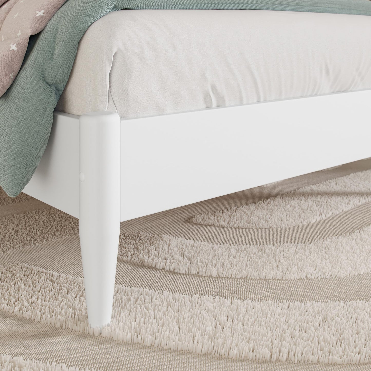 AFI, Becket Twin Solid Wood Low Profile Platform Bed, White