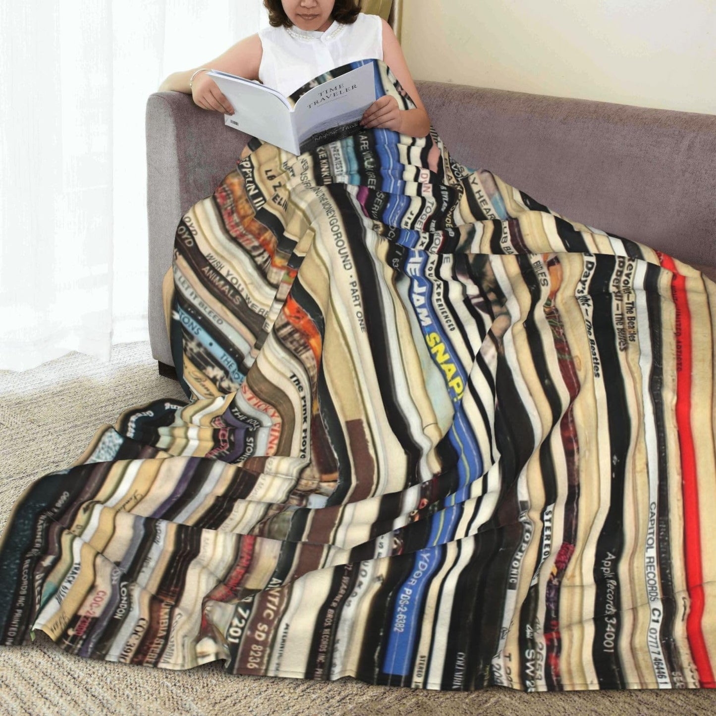 Classic Rock Vinyl Records Throw Blanket 50"X40" Lightweight Flannel Throws Blankets for Couch Bed Sofa Living Room Bedroom Home Decor,Soft Cozy Fluffy Fuzzy Plush Blanket for All Season