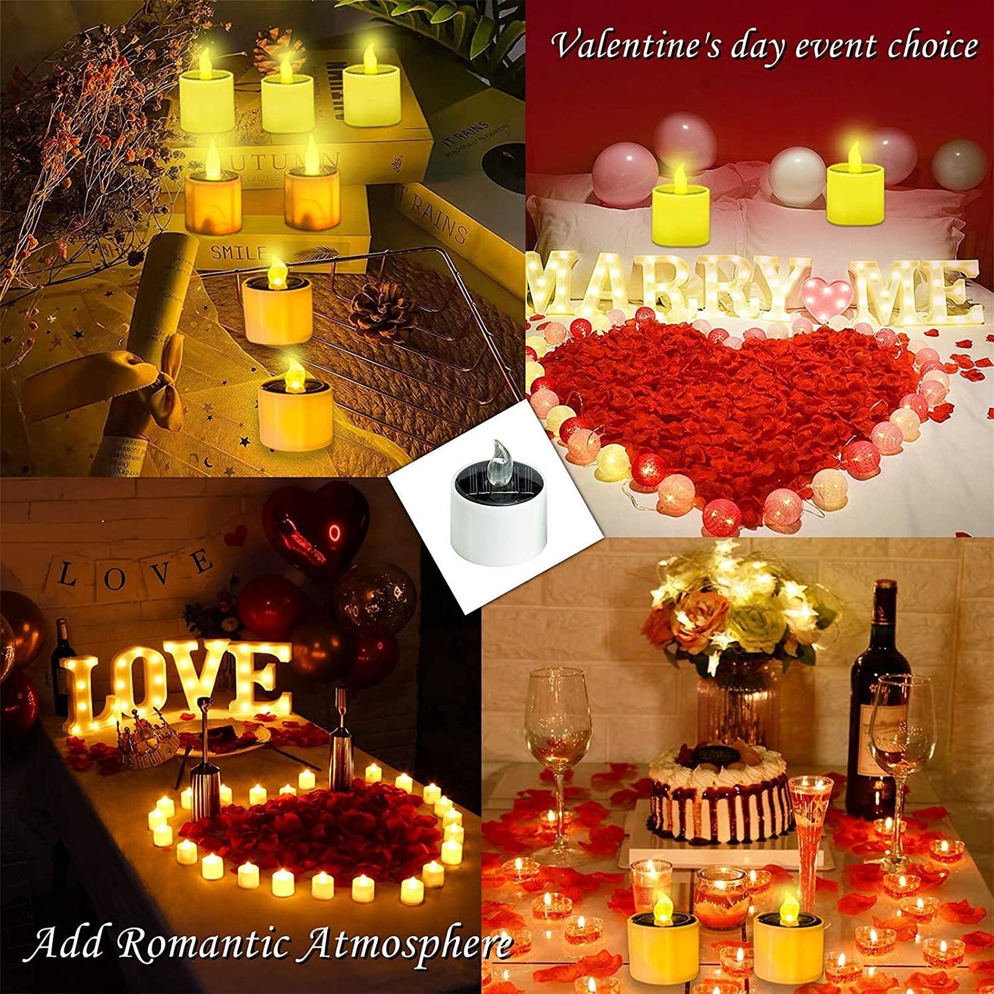 Solar Tea Lights Outdoor Waterproof - 10 Pack Flameless Flickering Solar Candles Reusable LED Tea Light Candles Rechargeable Dusk to Dawn Lighting for Lanterns Garden Camping Home Decor, 2.3''x2.1''