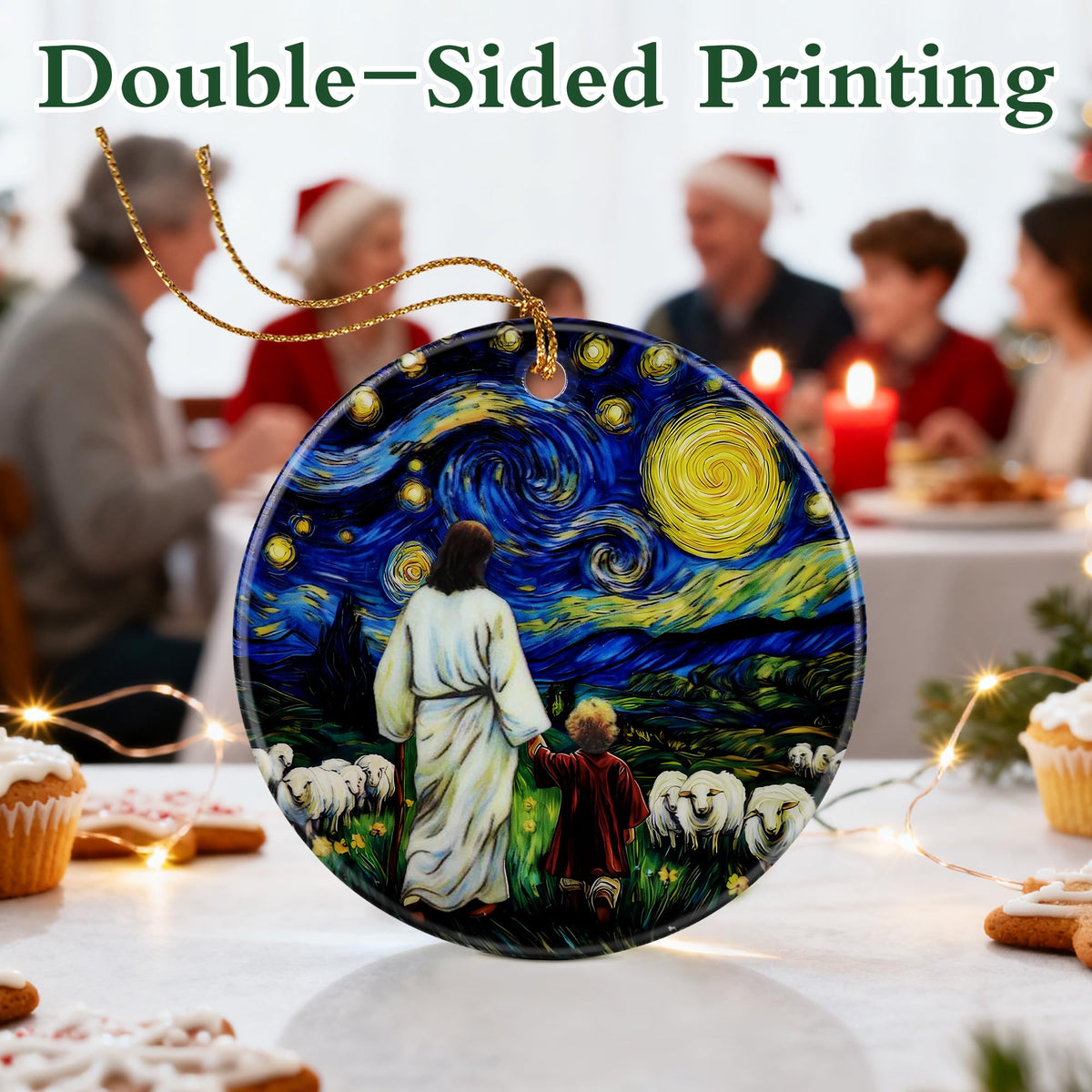 Jesus with Child Ornament, Starry Night Ornament, Christian Christmas Ornaments, Religious Christmas Decorations, Christian Home Decor, Christian Gift, Religious Gifts, Gifts for Christians