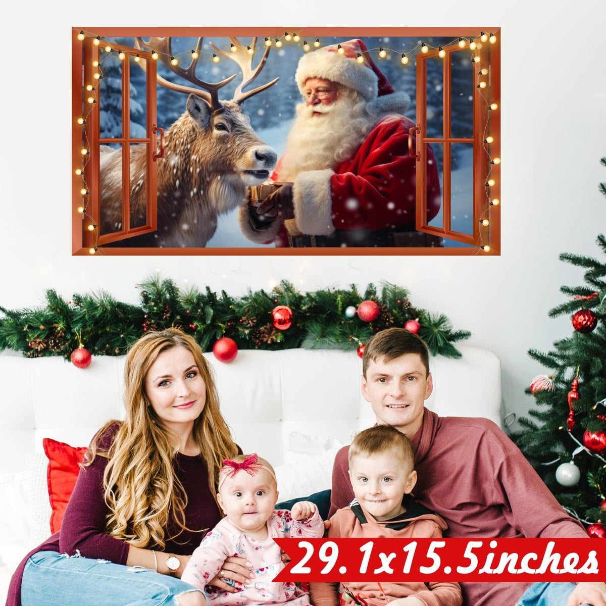 Merry Christmas Wall Decals Removable Santa Claus Reindeer Art Murals for Christmas Home Indoor Outdoor Decoration Fake Window Winter Wall Decal Xmas Vinyl Sticker for Farmhouse Holiday Party Supplies