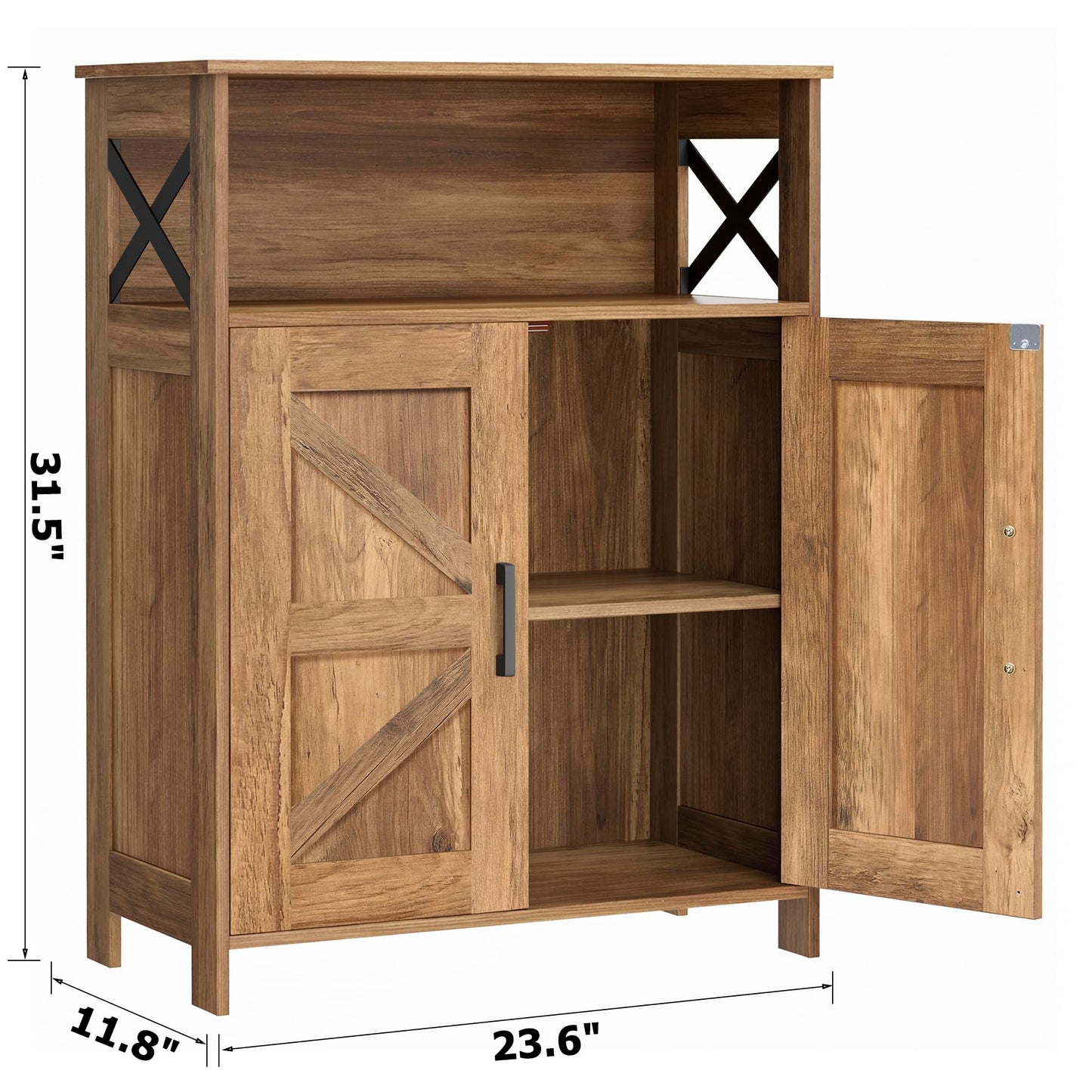 Homhedy Farmhouse Bathroom Storage Cabinet with 2 Doors, Toilet Paper Cabinet with Adjustable Shelf, Small Bathroom Cabinet for Kitchen/Laundry/Living Room, 11.8 x 23.6 x 31.5 Inches, Rustic Walnut