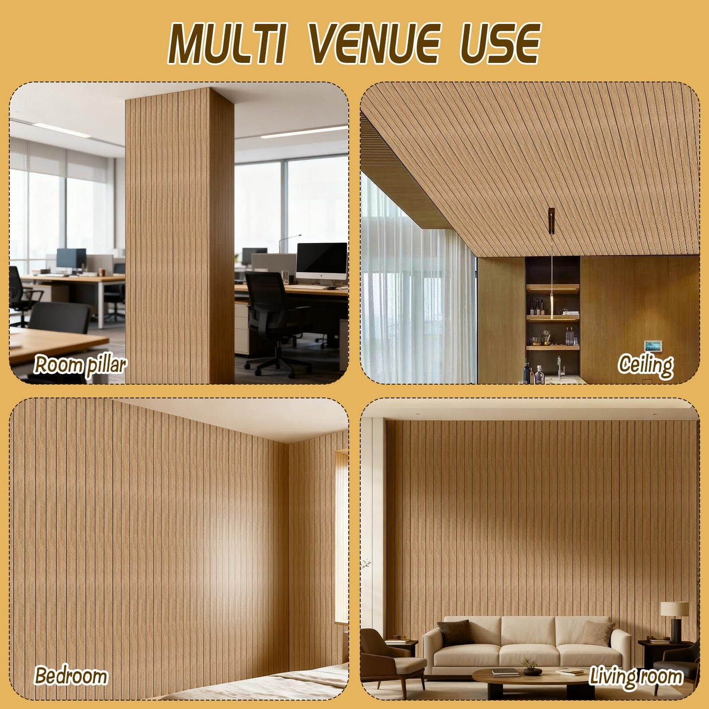 EYUNSTAR Peel and Stick Slat Wall Panel, 2 Rolls 118.1 x 15.7 in, Brown Faux Wood Grain 3D Panels, Self Adhesive PVC Wallpaper for Bedroom Living Room Office Wall Decor