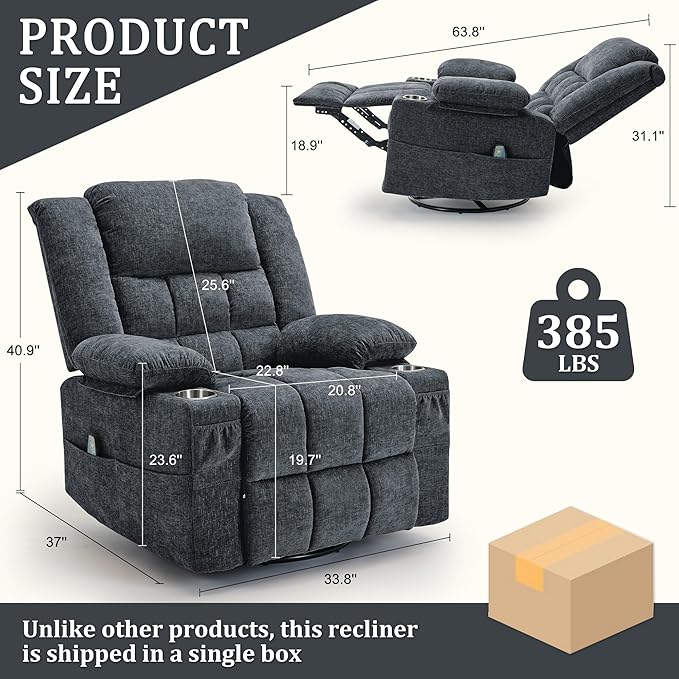 Korser 360° Swivel Rocker Recliner