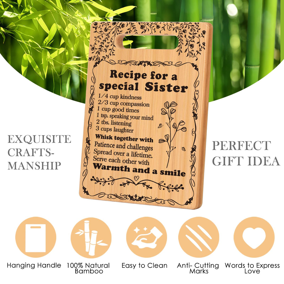 TuSuQing Sister Birthday Gifts Sister Gifts from Sister Christmas Gifts for Sister Best Friendship Gifts for Bestie BFF Best Friend Soul Sister To My Sister Kitchen Present Cutting Board Set (C-15-B)