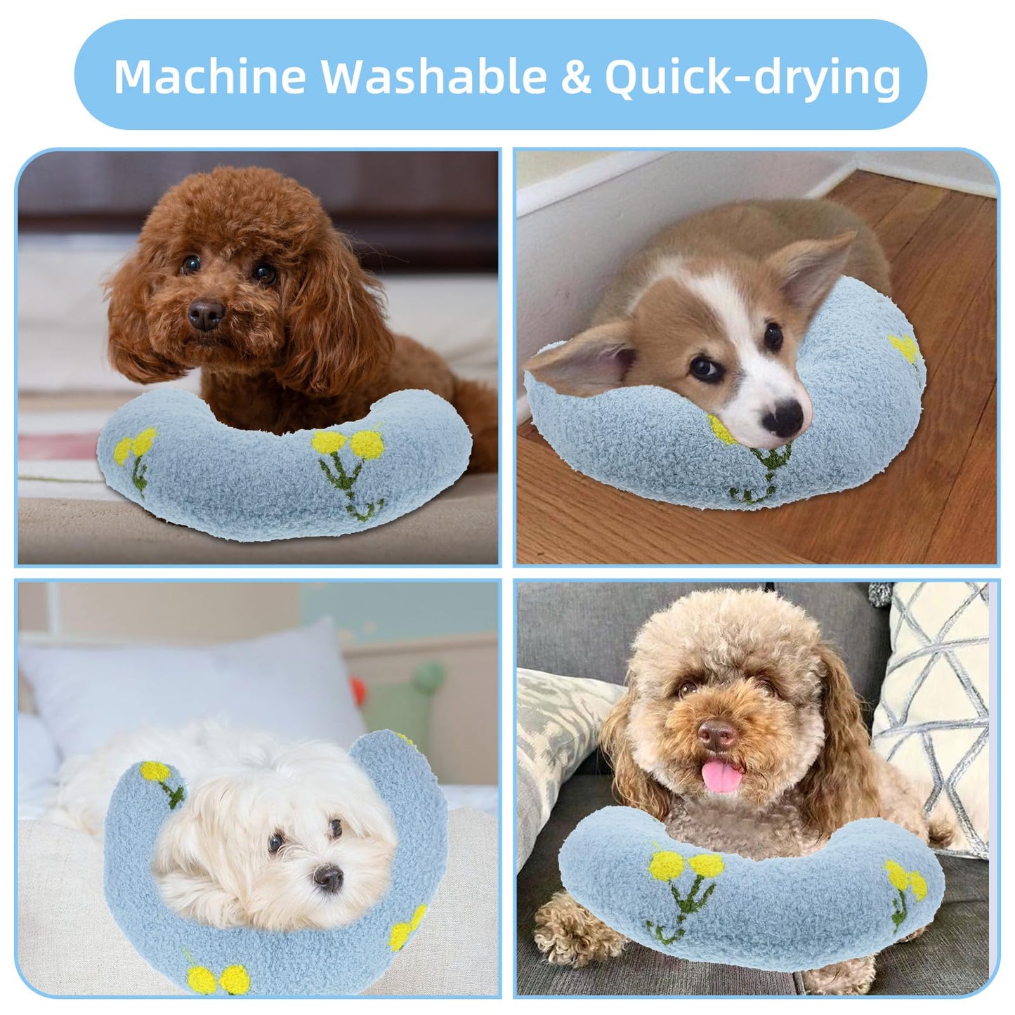Hpmjz Dog Pillow Dogs Calming Pillow Soft Neck Pillow Anxiety Relief Sleeping Toy Ultra Soft High Density Washable Gift for Better Small Cats Joint
