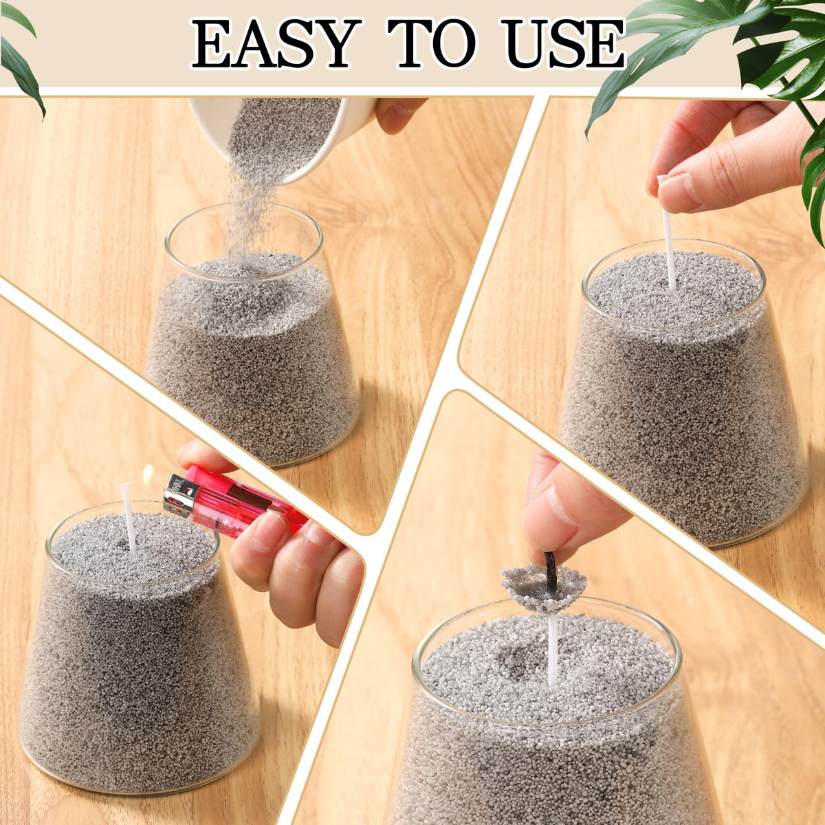 MTLEE Candle Sand 3.3 lb DIY Pearled Candle Making Kit Included 20 Pcs Wicks and Refillable Beaded Wax Sand Beaded Wax Gift with Wicks Self Extinguish for Home Wedding Party Women(Gray)