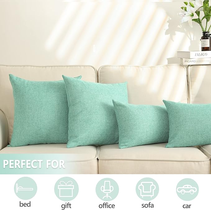 Stellhome Set of 2 Linen Throw Pillow Cover Square Spring Decorative Farmhouse